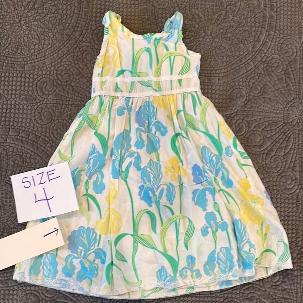Lilly Pulitzer Floral Kids Dress in Blue and Yellow
